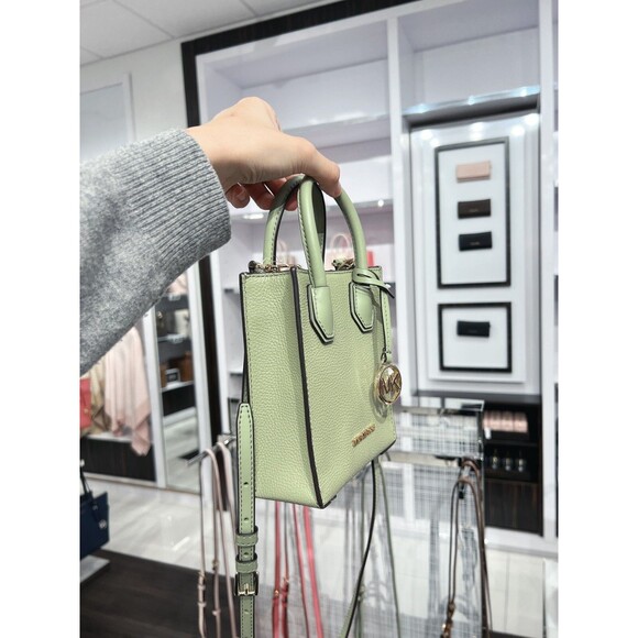 Michael Kors Mercer XS Light Sage Green Pebbled Leather Crossbody Purse Handbag - Picture 16 of 16